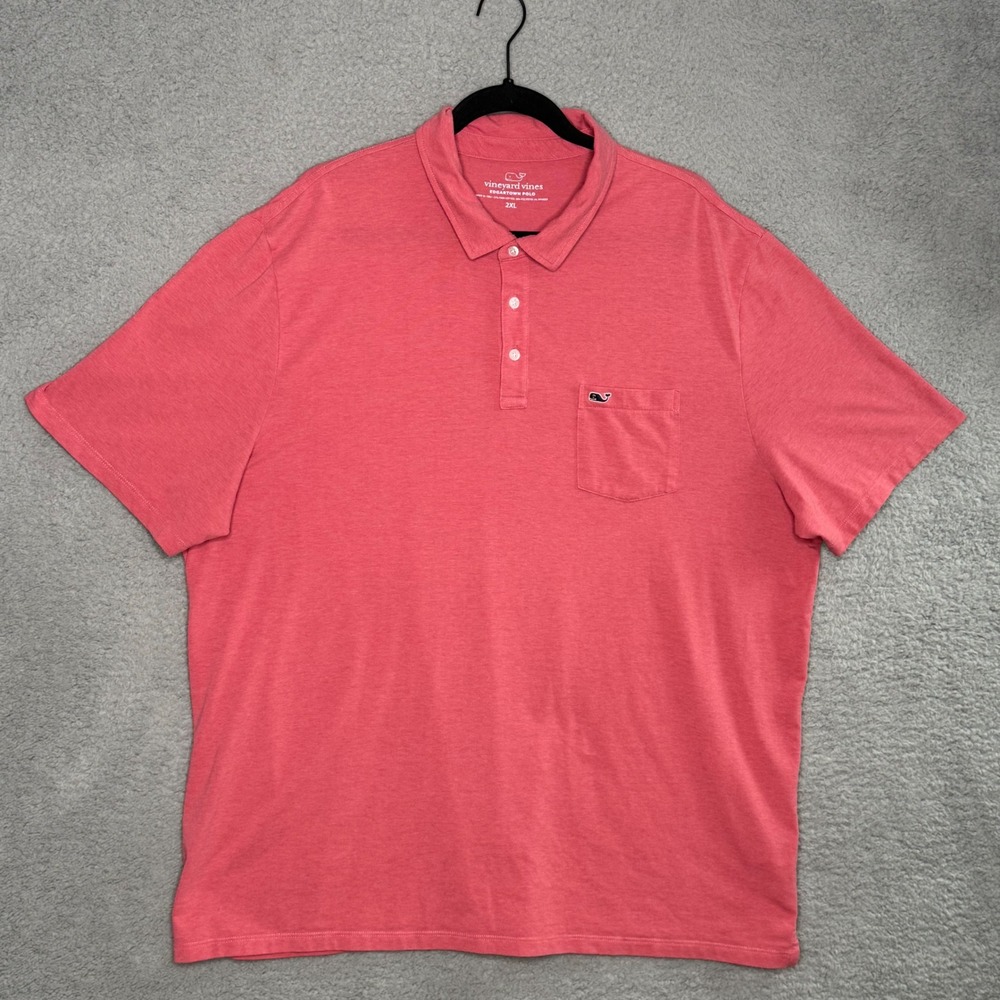 Vineyard Vines Edgartown Polo Shirt Mens 2XL Coral Pink Pima Cotton Stretch